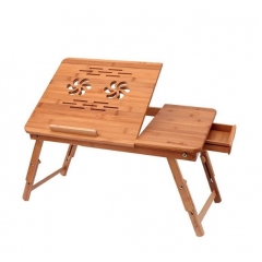 Masa pliabila din Lemn Bambus pentru laptop cu design Ergonomic, Ajustabila si Multifunctionala