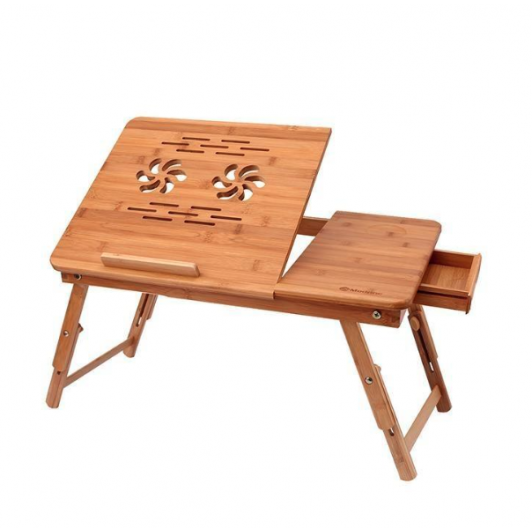 Masa pliabila din Lemn Bambus pentru laptop cu design Ergonomic, Ajustabila si Multifunctionala