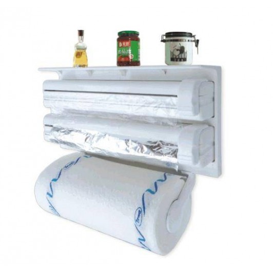 Dispenser de bucatarie triplu pentru hartie, folie aluminiu si folie stretch
