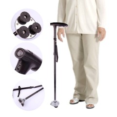 Baston telescopic de sprijin pliabil cu lanterna