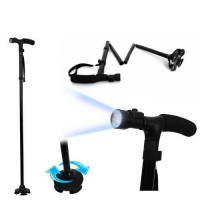 Baston telescopic de sprijin pliabil cu lanterna