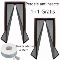 Set 2 perdele anti insecte cu inchidere magnetica, dimensiune XXL 210×100 cm + Banda adeziva 4M