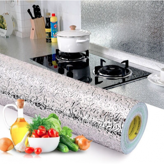 Folie de aluminiu autoadeziva bucatarie 60 x 200 cm, ARGINTIU sau AURIU