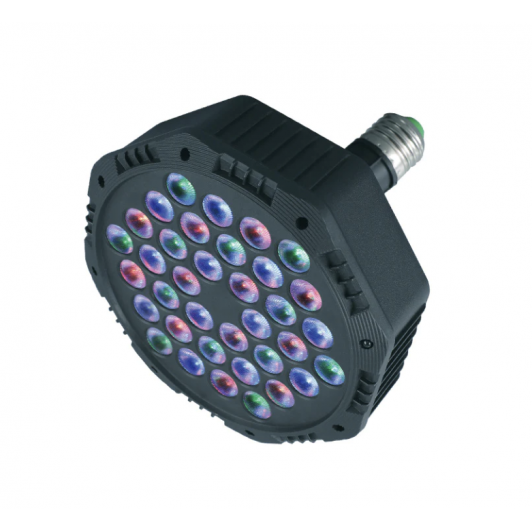Bec RGB cu 18 sau 36 LED-uri, cu joc de lumini si telecomanda, pentru evenimente, club, disco, E27