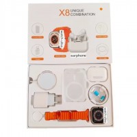 Set complet cu Smartwatch X8 de 2″, casti in-ear wireless, incarcator, cabluri, baterie externa