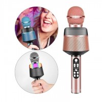 Microfon 5 In 1, Difuzor Cu Functie De Lumina LED Recorder, Karaoke