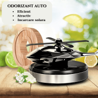 Odorizant auto cu incarcare solara, baza antiderapanta, Ulei parfumat si pipeta incluse
