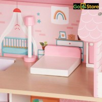 Casa de Papusi din Lemn cu Mobilier și Iluminare LED