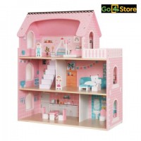 Casa de Papusi din Lemn cu Mobilier și Iluminare LED