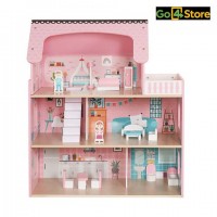 Casa de Papusi din Lemn cu Mobilier și Iluminare LED