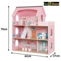 Casa de Papusi din Lemn cu Mobilier și Iluminare LED