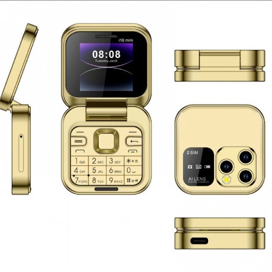 Telefon de buzunar pliabil Flip Phone 4.5 cm i16 Pro, Dual SIM, camera, Bluetooth MP4 Telefon de buzunar pliabil Flip Phone 4.5 cm i16 Pro, Dual SIM, camera, Bluetooth MP4