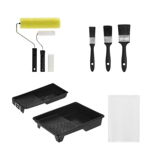 Set Ustensile Zugravit, 10 Piese, Tavite Diverse Dimensiuni, Trafalete Si Pensule, Folie Acoperitoar Set Ustensile Zugravit, 10 Piese, Tavite Diverse Dimensiuni, Trafalete Si Pensule, Folie Acoperitoar