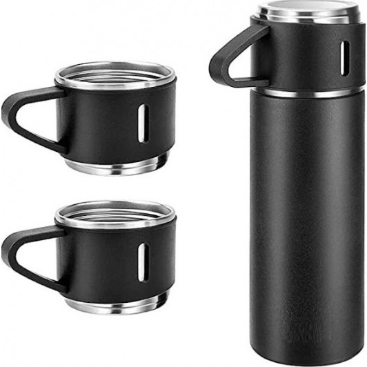 Set 4 piese: Termos 500 ml + 3 cesti, otel inoxidabil