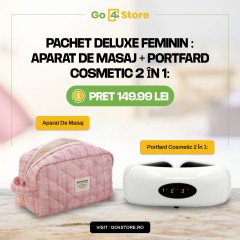 Pachet deluxe feminin Aparat de masaj cu impulsuri electromagnetice+Portfard cosmetic din material