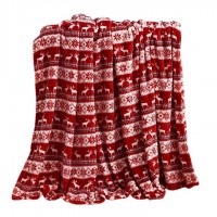 Patura de Craciun rosie cu ren, dimensiune mare 150 x 200 cm, groasa de iarna Patura de Craciun rosie cu ren, dimensiune mare 150 x 200 cm, groasa de iarna