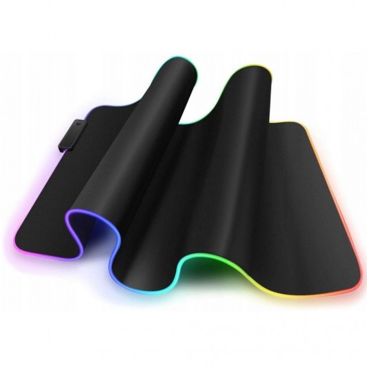 Mousepad pentru gaming iluminat – Negru XL, 7 culori, RGB
