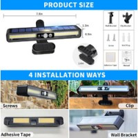 Lampa LED Solara, rezistenta la apa, Senzor de Miscare, prindere cu clip sau in perete
