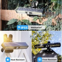 Lampa LED Solara, rezistenta la apa, Senzor de Miscare, prindere cu clip sau in perete