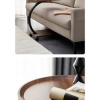 Masuta de cafea pentru living, design nordic in formă de C, cu 2 niveluri, pe roți 52x34x60cm