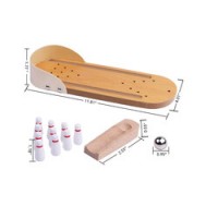 Set mini joc de bowling de birou, Lemn, Bej