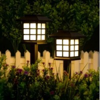 Set 4 lampi solare de exterior pentru gradina NEXTLY, cu tarus, tip felinar, decorative