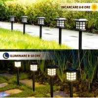 Set 4 lampi solare de exterior pentru gradina NEXTLY, cu tarus, tip felinar, decorative