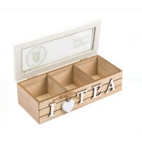 Cutie de Lemn cu 3 Compartimente pentru Ceai 24x10x7cm