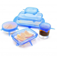 Set 6 capace elastice silicon pentru acoperirea oalelor și castroanelor