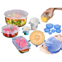 Set 6 capace elastice silicon pentru acoperirea oalelor și castroanelor