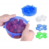 Set 6 capace elastice silicon pentru acoperirea oalelor și castroanelor