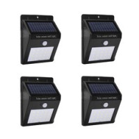 Set 4 x Lampa solara cu 20 leduri senzor de lumina si senzor de prezenta