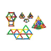 Joc creativ pentru copii, cu 63 de piese magnetice, din metal si plastic, multicolor