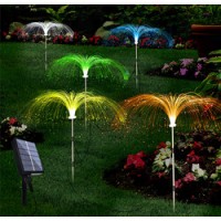 Set 2 x Lampa solara tip palmier cu fibra optica LED RGB, pentru gradina