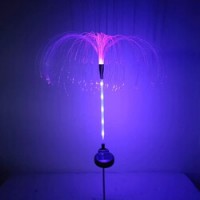 Set 2 x Lampa solara tip palmier cu fibra optica LED RGB, pentru gradina