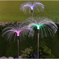 Set 2 x Lampa solara tip palmier cu fibra optica LED RGB, pentru gradina