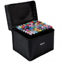 Set 48 markere, Varf subtire si gros, Geanta depozitare, Multicolor