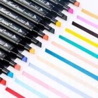 Set 48 markere, Varf subtire si gros, Geanta depozitare, Multicolor