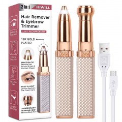 Epilator facial si sprancene, portabil, reincarcabil, 2 in 1