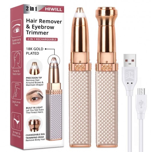 Epilator facial si sprancene, portabil, reincarcabil, 2 in 1