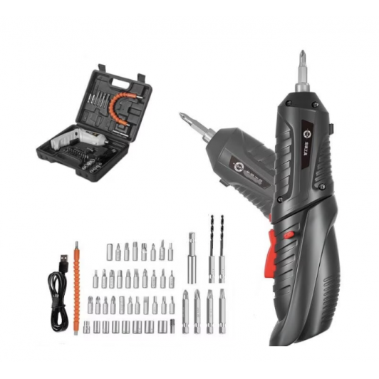 Set surubelnita electrica fara fir, 48 accesorii, baterie reincarcabila