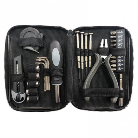 Trusa 27 Piese, Surubelnita biti si precizie, Chei Tubulare 6-10 mm, cleste, ruleta si cutter