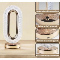 Lampa ambientala Luxury Tactila Cristal LED, 3 moduri de iluminare