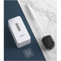 Perie din silicon pentru toaleta cu suport de perete, 38.5cm