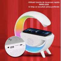 Boxa Multifunctionala 3 in 1, Lampa LED RGB Smart, Boxa Bluetooth, Incarcator Telefon Wireless, Lumi