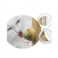 Set 2 x Jucarie pentru pisici Catnip Sfera din Iarba matei, spate adeziv