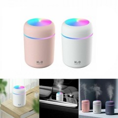 Umidificator si Difuzor Aromaterapie cu ultrasunete, capacitate 300ML, LED 7 culori