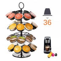 Suport rotativ pentru 36 capsule de cafea, otel inoxidabil, 28.5 x 12.5 cm, negru