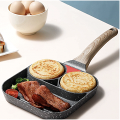 Tigaie antiaderenta cu 2 compartimente si zona de grill, material aliaj de aluminiu