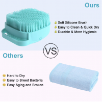 Burete de baie din silicon, Mini Soft Brush, cu rezervor pentru gel de dus / sampon